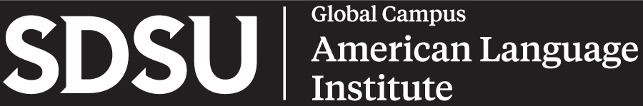 SDSU Global Campus American Language Institute Primary Horizontal Logo in reverse white..