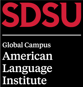 SDSU Global Campus American Language Institute Vertical Red and White Logo